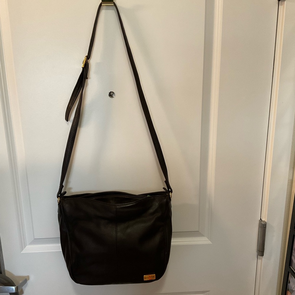 Brown leather Bruno Lorelli purse, crops-body/ shoulder.